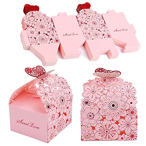 Boîte à Bonbons en Papier Découpé Au Laser, 50 Pcs Coffret Anniversaire, Rose, Papillon, pour Mariage, Décoration D'anniversaire, Baptême