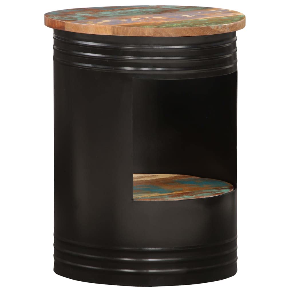 Table d'appoint robuste en bois de récupération massif de 55 cm de diamètre