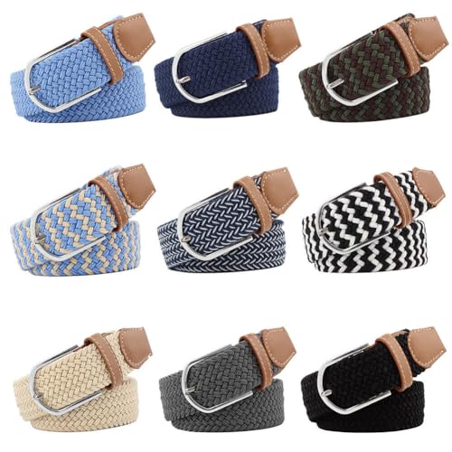 Men Women Elastic Braided Woven Belt Buckle Stretch Waist Belt for Jeans Pants Enduring Stretch Woven Belt2