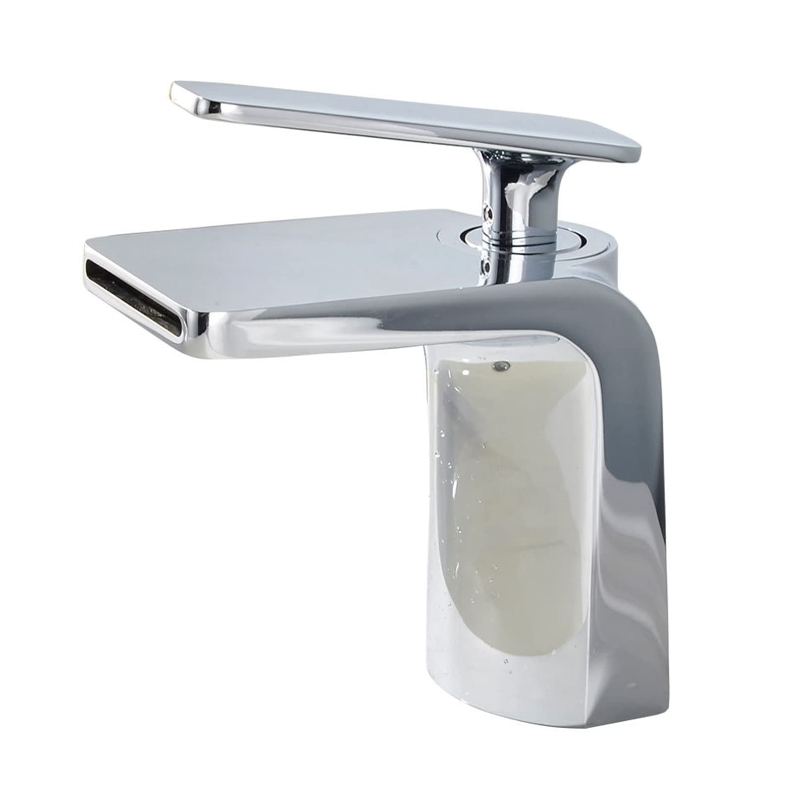 Robinet de salle de bain lavabo monotrou mitigeur cascade eau chaude froide chrome