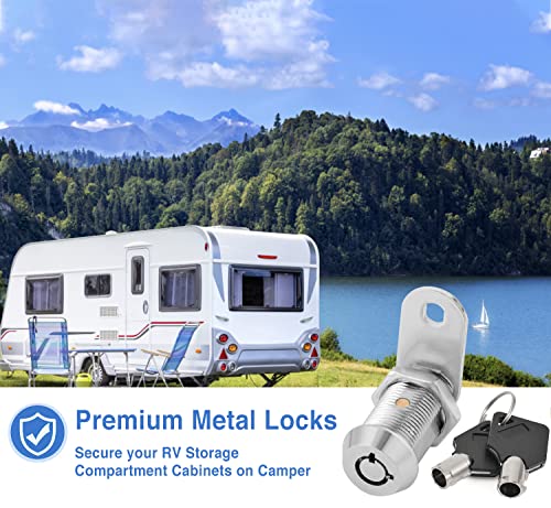 Image of Cam Lock RV Storage Locks Keyed Alike, 1-1 /8 inch Fits on 7 /8 inch Max Door Thickness, RV Compartment Locks for Camper Trailer Locks with Keys (1-1 /8 Inch 6Pack)