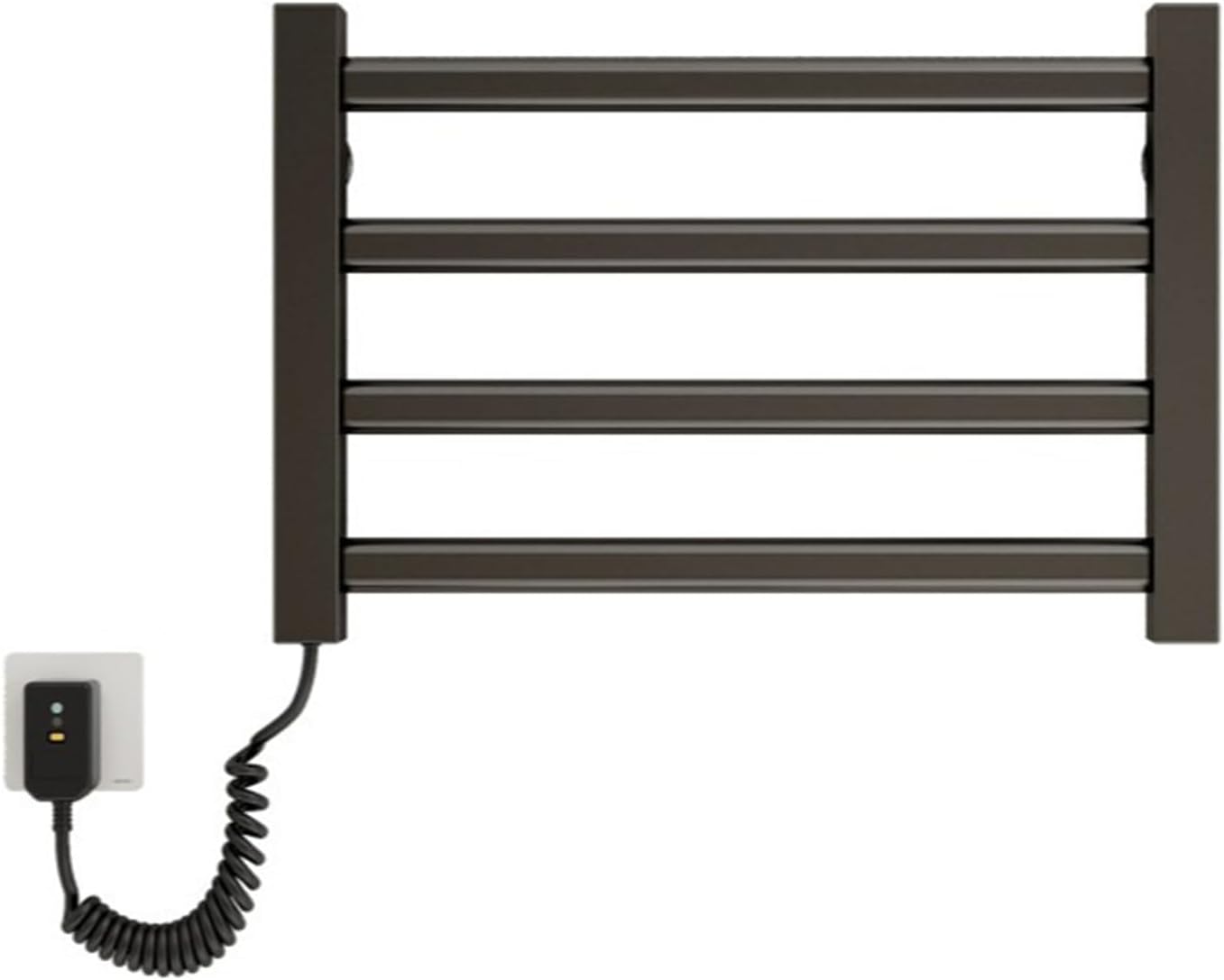 Smart Electric Heated Towel Rack 4-Bar Wall-Mounted Radiator 80W Constant Temperature 55°C Safe & Efficient Bathroom Towel Warmer Black Finish