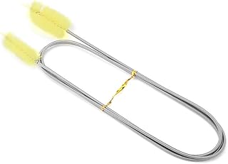 Pssopp Aquarium Cleaning Spring Brush, Double Head Filter Tube Hose Pipe Pump Cleaner Flexible Stainless Steel Spring Nylon Brush 155cm for Fish Tank Aquarium