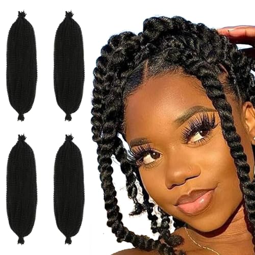 4 Packs 12 Inch Afro Kinky Curly Braiding Bulk Hair,Extensiones de Cabello,Trenzas Africanas Extensiones,Synthetic Hair Cuban Twist Hair Soft Locs Micro Spring Twist For Dreadlocks Loc Repair