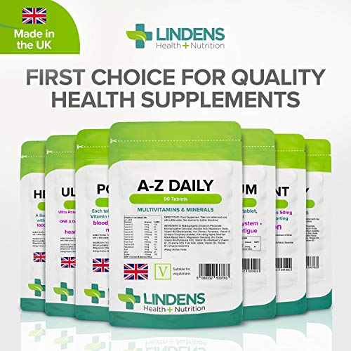 Lindens Multivitamin A-Z Daily Tablets - 90 Pack - Perfect Vitamin & Mineral Balance of Vitamin A, C, D, E, B1, B2, B3, B6, B12, Folic Acid, Magnesium, Iron, Zinc & Iodine - UK Manufacturer, Letterbox Friendly - Image 7