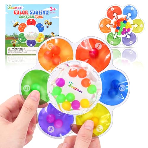 Image of Sensory Toys Color Sorting Toys: Quiet Fidgets for Classroom Montessori Toy for Toddlers, Fine Motor Skill Games Preschool Learning Activities Calm Dwon Travel Toy for Boys Girls Gifts Ages 1-3 3-5