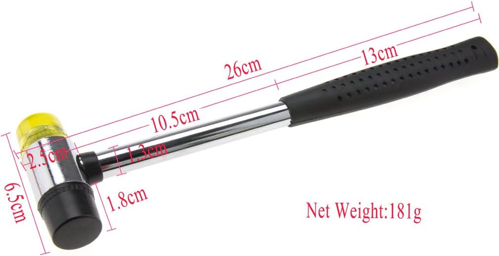 Rubber Mallet Hammer 0.98 Inch Nonslip Grip Dual Mini Rubber and Nylon Head Face
