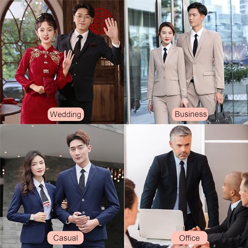 SHUBEIEUMI Herren Krawatten, Klassische Schmale Krawatte 5 cm für Herren, für Büro oder Festliche Veranstaltunge-black