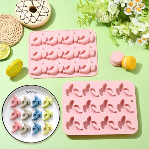 UR URLIFEHALL Bananenformen aus Silikon, 12 Mulden, für Bananen, Obst, Fondant, Schokolade, Süßigkeiten, Eiswürfel, Kekse… – Ansicht 5