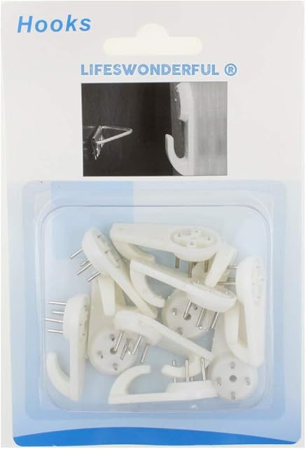 10pcs - White Picture Hanger Hooks  Ideal for Hanging Frames On Brick, Hollow Cavity, Drywall or Plasterboard - by Lifeswonderful