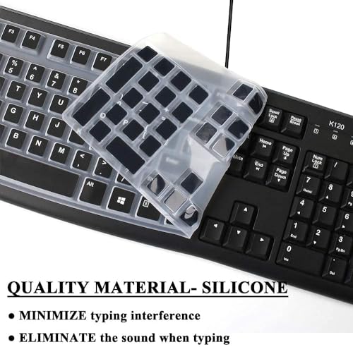 Image of iFyx Keyboard Cover Skin for Logitech MK120 K120 Wired Keyboard Ultra Thin Protective Skin (Black)