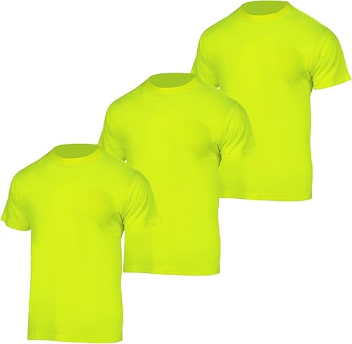 VENDACE Camisas de manga larga de seguridad de alta visibilidad para hombre, paquete de 3 camisas de trabajo de construcción con capucha (azul, XL)