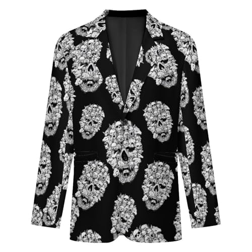 Animal Skull Angry Mens Suit Jacket Lapel Blazers V Neck Button Business Coat Tuxedo for Wedding Party4