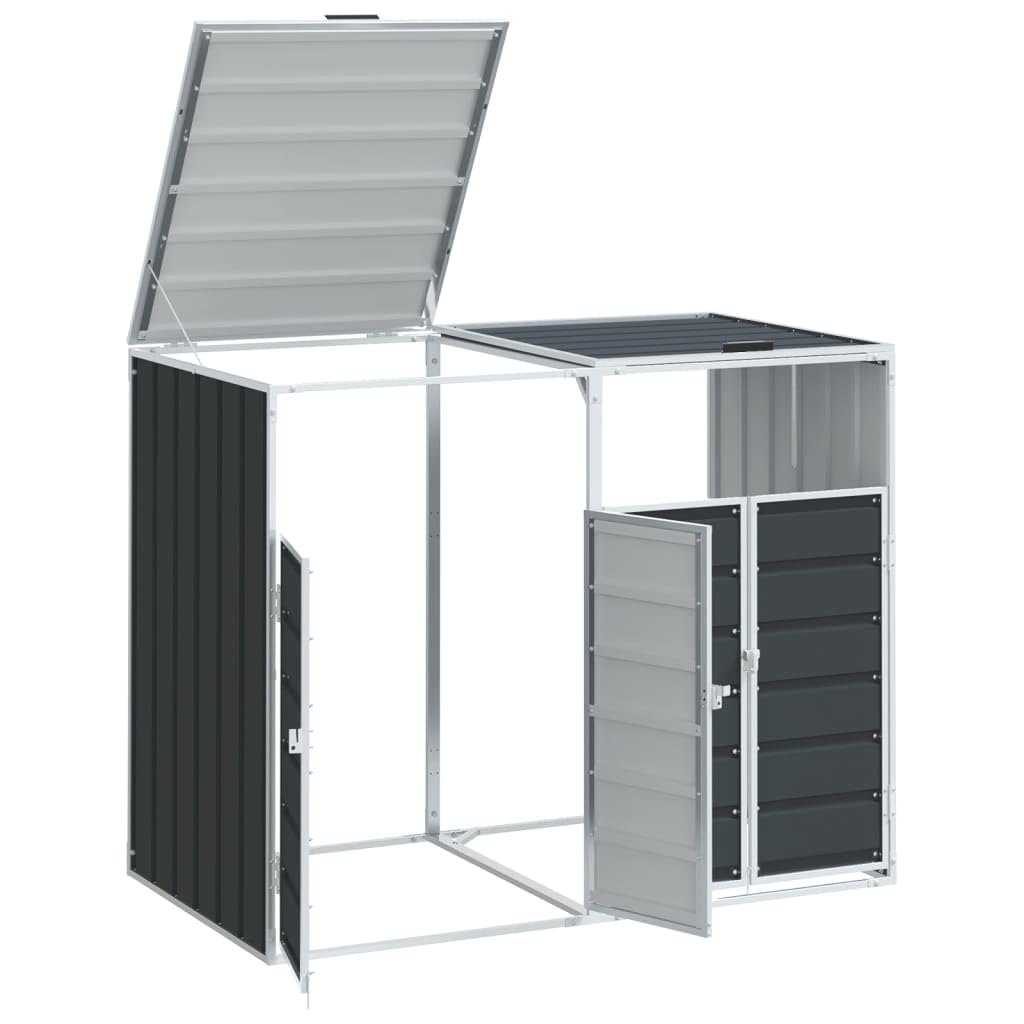 Générique Rangement à roulettes pour poubelles pour Deux bacs Acier, Maison & Jardin, Produits ménagers, Accessoires pour conteneurs à déchets, Cache-conteneurs à déchets, Anthracite, (Poids 27.15KG)