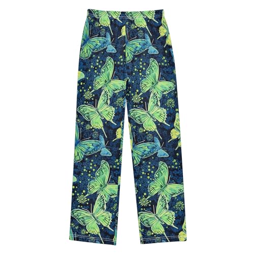 Butterfly Long Pajama Pants Elastic Waist PJ Bottoms with Pockets S A1104892