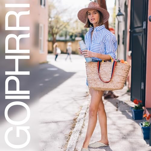 Goiphrri Women's Comfortable Rhinestone Mules - Closed Round Toe Slides, Slip-On Flats, Slingback, Summer, Wide Width3