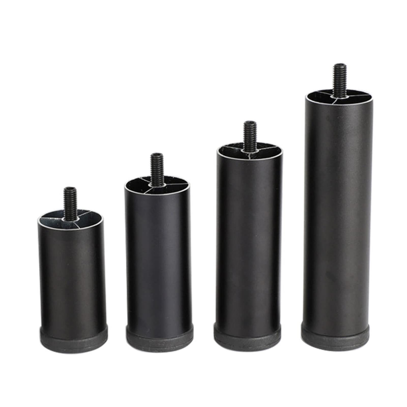 Kgudys Black Aluminum Alloy Furniture Legs,4-Piece Sofa Support Feet,Table Legs,Cylindrical Sofa Feet,Height Adjustable,Changing Cabinet Legs,Dresser,Cabinet,Diy Furniture Legs, M8,-15Cm/5.9In