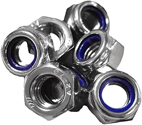 M8 Locking Hex Nuts Nyloc Zinc Plated 8mm Nut Width 13mm Box of 100pcs
