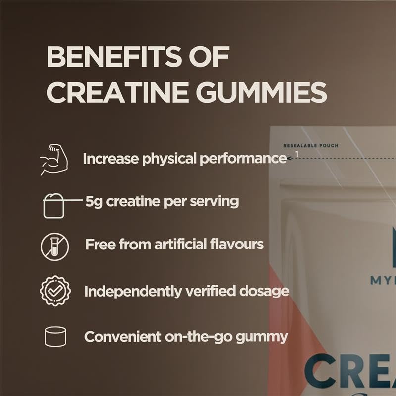 Image of Myprotein Creatine Gummies, 5g Creatine Monohydrate per Serving, Lemon, 90 Count, 18 Servings, Chewable Post /Pre Workout Strength & Recovery Sports Nutrition Supplement, Vegan, Non-GMO