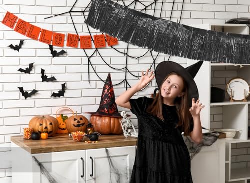 Image of Black Parade Float Fringe,Banners,Black Fringe Garland,For Parade Float Decorations,Graduation Ceremony Decorations Festival Celebration,11.8 in x 9.8 ft,4 pack