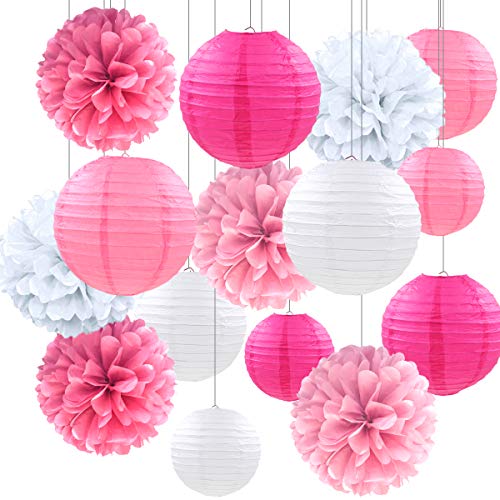 15 Piezas Linternas de Papel,Farolillos de Papel Chinos Redondos,Farolillos Voladores Chinos,Linternas de...