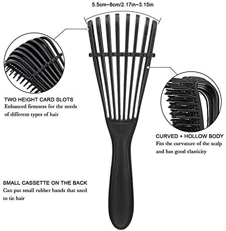 Detangling Hairbrush for Afro American Textured 3A to 4C Kinky Wavy, Coily, Curly Hair | Detangler Paddle Brush for Men Women Wet Dry Thick Hair (Black)