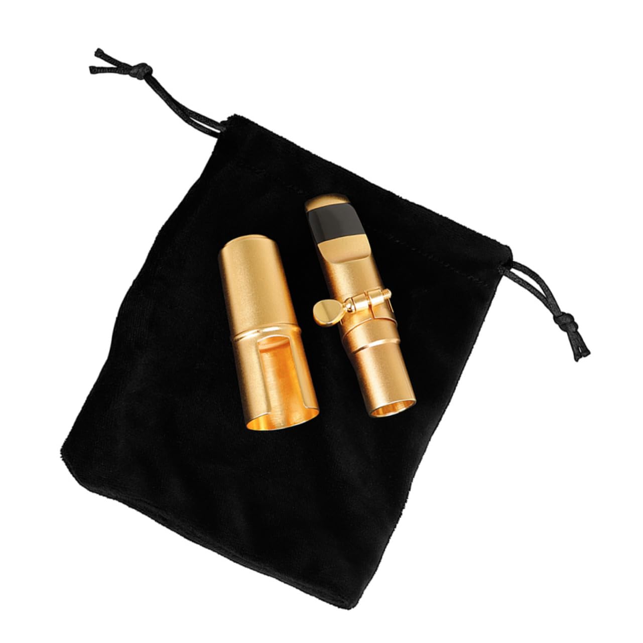 Abaodam Saxophone Set Brushed Gold Metal Alto Sax Mouthpiece Kit Protective Cap Clip for Wind Instrument Players
