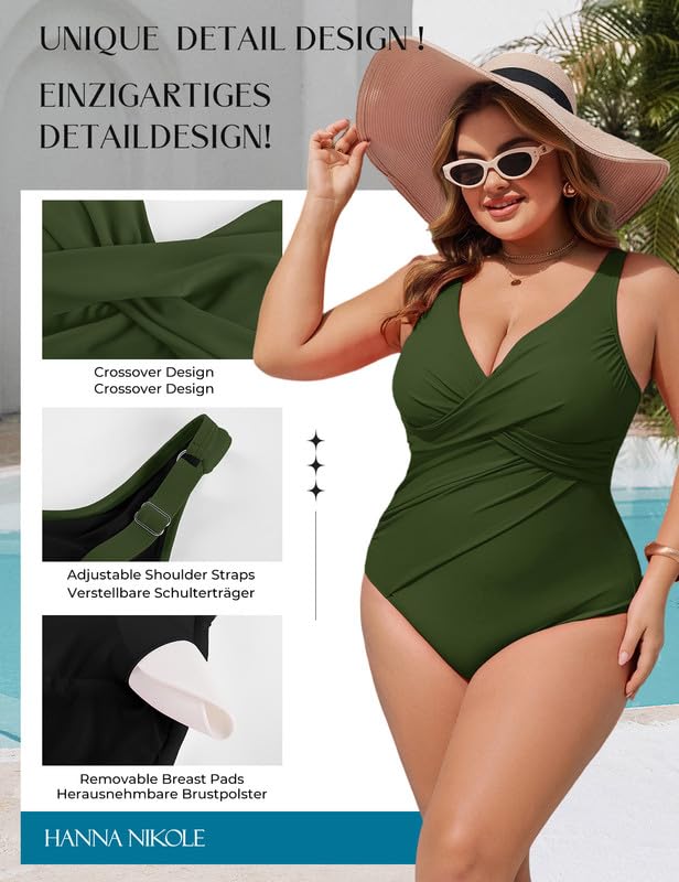Hanna Nikole Damski strój kąpielowy plus size push up jednoczęściowy strój kąpielowy elegancki strój kąpielowy monokini strój kąpielowy regulowany wygodny strój kąpielowy