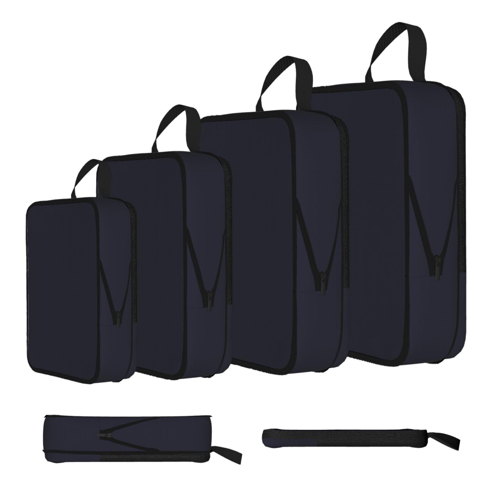 Sxzvvbn Black Solid Color Compression Packing Cubes 4 Piece Set