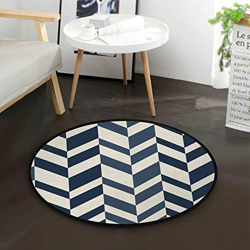 Tapis de sol rond antidérapant rétro en polyester et coton stretch de 92 cm