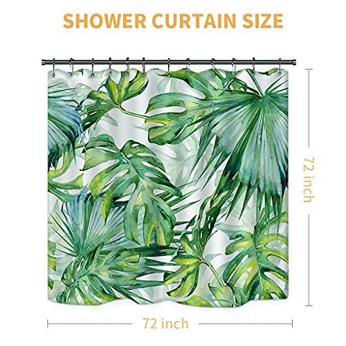 Rlhhug Tropical Shower Curtain For Bathroom Decor, Modern Contemporary Waterproof Polyester Curtain Hotel-Quality, Palm Leaves Washable Durable Bathroom Curtain With 12 Hooks, 72X72 Inches #TOP4
