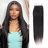 Straight Closure 4X4 Lace Closure Brazilian 10A Virgin Human Hair Lace Closure with Baby Hair Natural Color(10 inch)