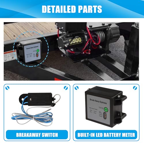 Jack Boss Trailer Breakaway Kit, LED Test Controller System, Universal for Brakes of Trailer Vehicle Automotive by Generic - Image 3