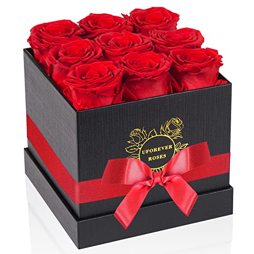 Uforever Roses Preserved Roses In A Box Valentines Day Gifts For Her Mothers Day Roses, Flowers For Delivery Prime, 100% Real Roses That Lasts For Years, Christmas Day, Birthday (Red) #TOP15