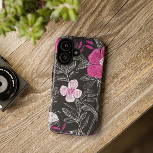 Coque iPhone 16 luxe rigide mate au motif floral rose et blanc intemporel - 4