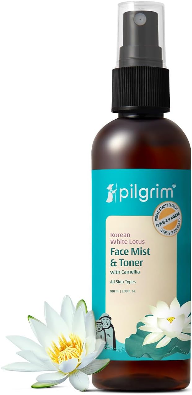 Pilgrim White Lotus Refreshing Face Mist & Toner | Toner for Glowing Skin | Alcohol-Free Mist & Toner for Open pores Tightening | Korean Skin Care Products | Women & Men | 100 ml
