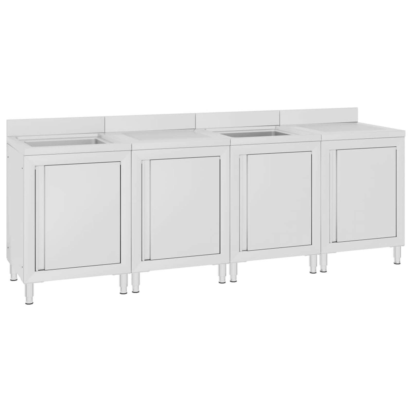 Mobiletto da Cucina con Lavandino in Acciaio Inox 240x60x96 cm,Mobiletto da Cucina,Mobiletto da Cucina Salvaspazio-3058272