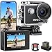 Dragon Touch 4K Action Camera 20MP Vision 3 Underwater Waterproof Camera 170° Wide Angle WiFi Sports Cam with Remote 2 Batteries and Mounting Accessories Kit