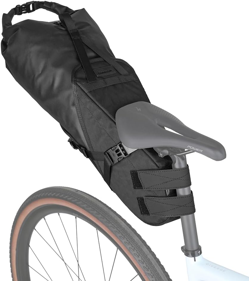 Rhinowalk 14L Waterproof Hardshell Bike Saddle Bag – Two-Piece Rear Seat Bag Tear-Resistant, No-Screw Installation, Fits Most Bikes-Black