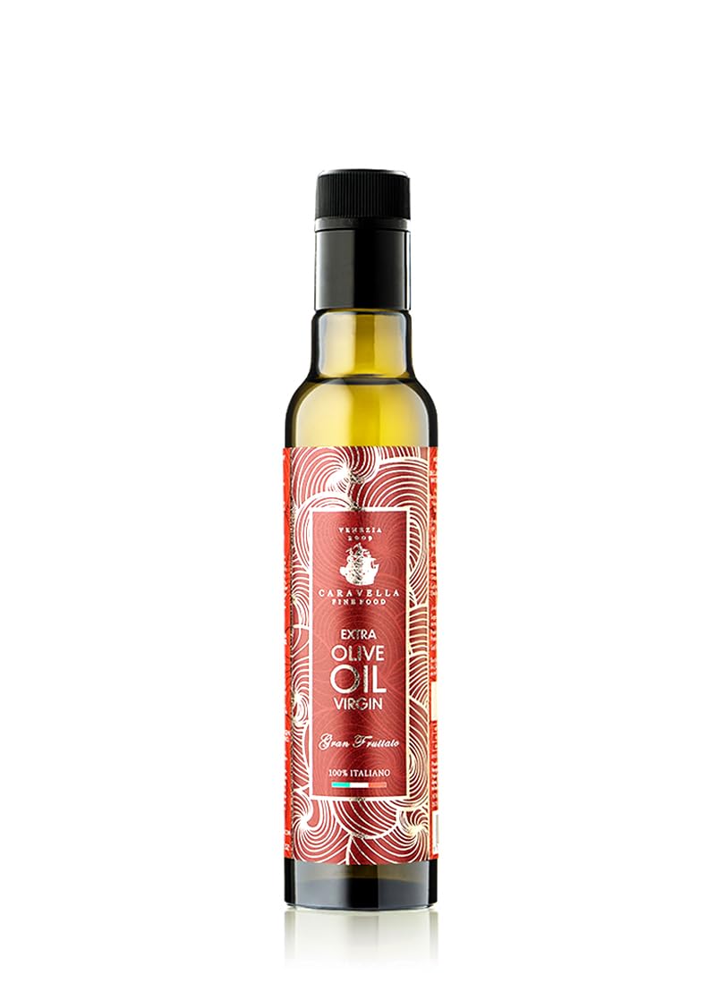 Paquete de 12 aceites de oliva virgen extra Caravella Granfruttato 250 ml - 100% italiano - Premium Gourmet - Extracción en frío - Alto contenido en polifenoles y antioxidantes - Campaña New Oil de