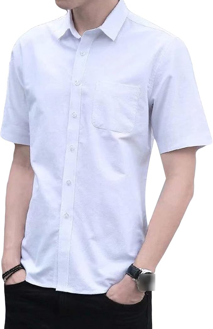 Mens Stretch Slim Dress Shirts Business Short Sleeve Button Down Shirts Casual Stylish Dress Shirt for Men