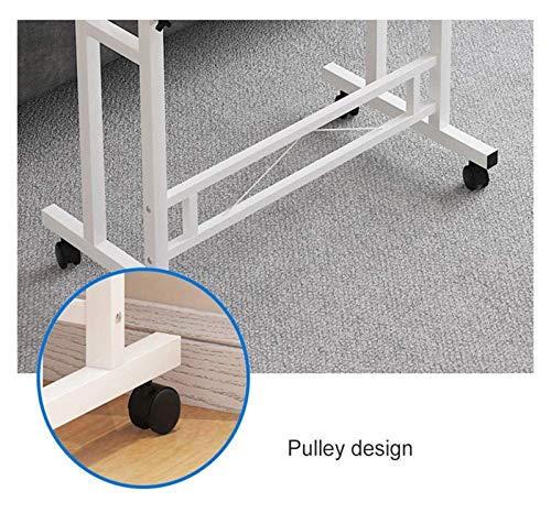 Scrivania pieghevole per laptop con base a forma di C e rotelle, postazione di lavoro portatile e mobile per casa e ufficio
