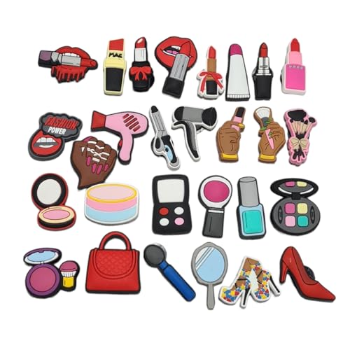 GDJEWLS 15 Pcs Makeup Shoe Charms for Shoes, Wristbands and Bags Decoration | Non-Breakable, Non-Toxic PVC Shoes Charms | Fun Gift for Kids, Girls and Adults