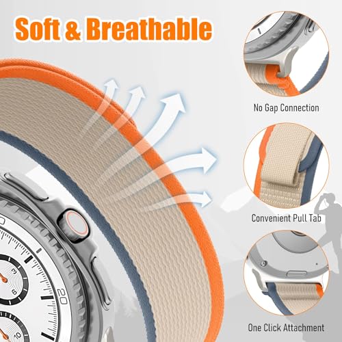 Image of VEMIGON Trail Loop Band Compatible with Samsung Galaxy Watch 8 40mm 44mm / 8 Classic 46mm, Soft Breathable No-Gap Nylon Fabric Sport Strap Replacement Wristband (Watch Not Included)