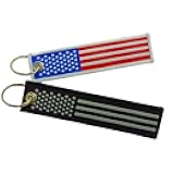 2-Pack American Flag Keychain for Men & Women – Heavy Duty Woven Fabric USA Key Tag for Motorcycles, Cars, Trucks & Backpacks – Patriotic Tactical Lanyard Gift Set (Classic & Blackout Edition)