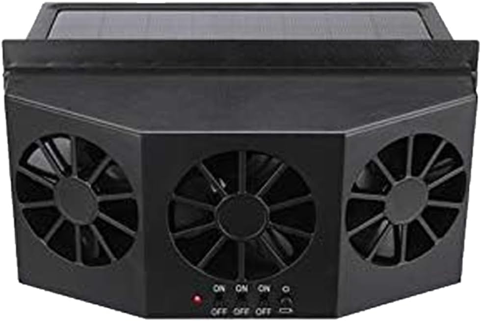 Solar Powered Car Ventilator, Solar Powered Car Exhaust Fan, Car Radiator, The Peculiar Smell Inside The Car Can Be Used for General Types Of Cars(Black)