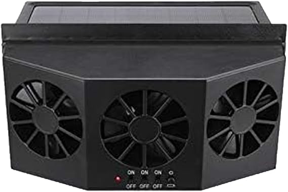 Solar Powered Car Ventilator, Solar Powered Car Exhaust Fan, Car Radiator, The Peculiar Smell Inside The Car Can Be Used for General Types Of Cars(Black)