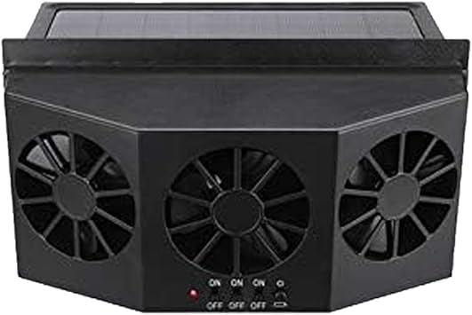 Solar Powered Car Ventilator, Solar Powered Car Exhaust Fan, Car Radiator, The Peculiar Smell Inside The Car Can Be Used for General Types Of Cars(Black)