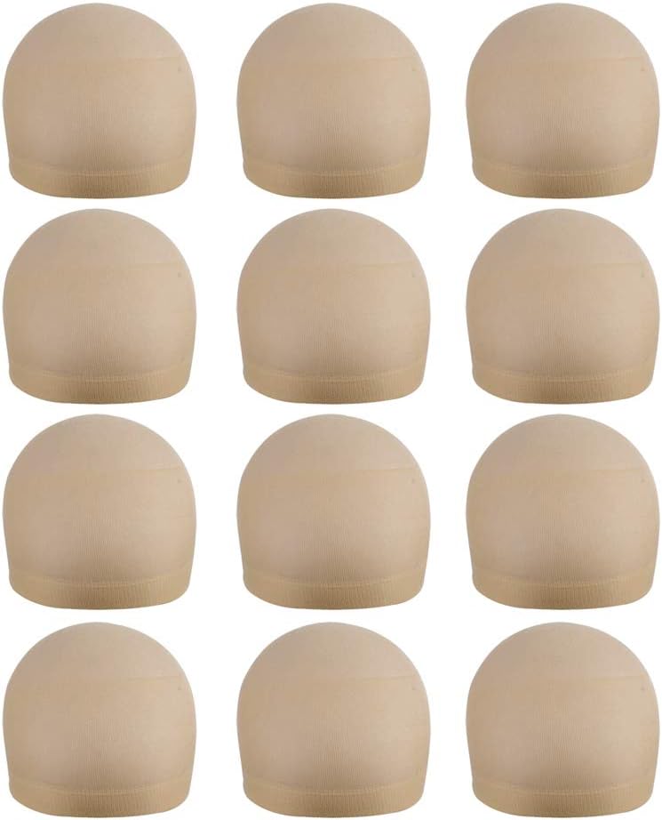12 pieces Wig Caps Beige Wig Cap for Lace Front Wig Stocking Nylon Wig Cap for Women Mesh Wig Cap (Beige)