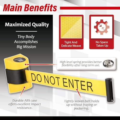 Barrière de ceinture rétractable murale DuraSteel avec boîtier ABS haute densité